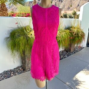 Vibrant Pink Lace Romper